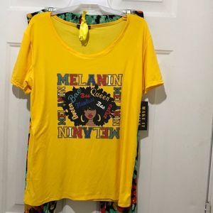 NWT Ladies 2 pc MELANIN short sleeve PJ set
